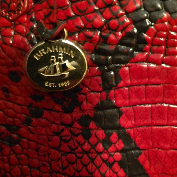 Elegant Red Crocodile-Embossed Handbag